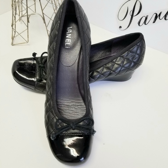 Vaneli Shoes - Vaneli Melore Black Quilted Leather Wedge